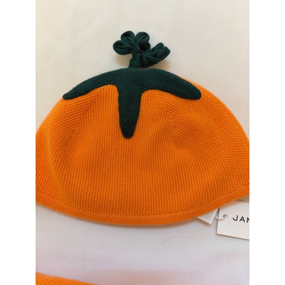 New Janie and Jack Harvest Pumpkin Sweater Romper and Hat Set Orange 18-24 Mo - Picture 7 of 11